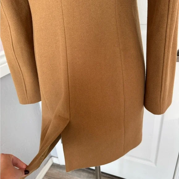 Express Women’s Camel Hooded Soft Wool-Blend Coat Size Small - Picture 8 of 15